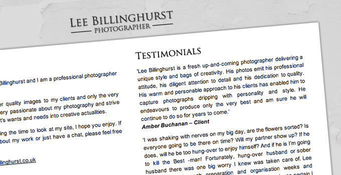 Lee Billinghurst - Website Design